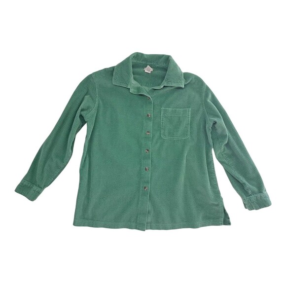 L.L. Bean Tops - Vintage LL Bean Shacket Wide Whale Shirt Corduroy Green Button Up Women's Large